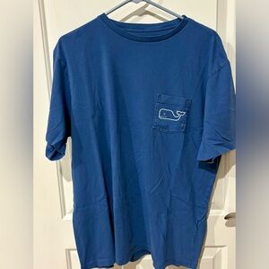 Vineyard Vines Classic Blue Tee with Whale Pocket